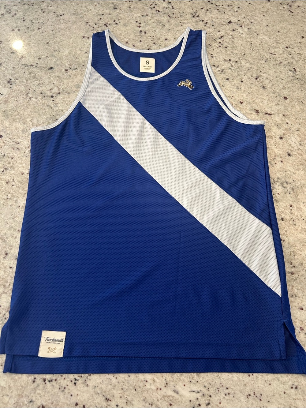 Tracksmith Van Cortlandt Running Singlet - Men's Small - Royal Blue/White
